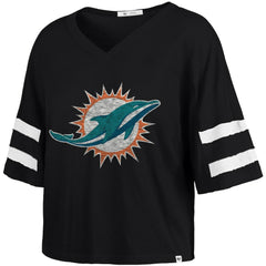 47 brand Miami Dolphins '47 Women's Premier Scout Cropped V-Neck T-Shirt Black