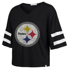 47 brand Pittsburgh Steelers '47 Women's Premier Scout Cropped V-Neck T-Shirt Black
