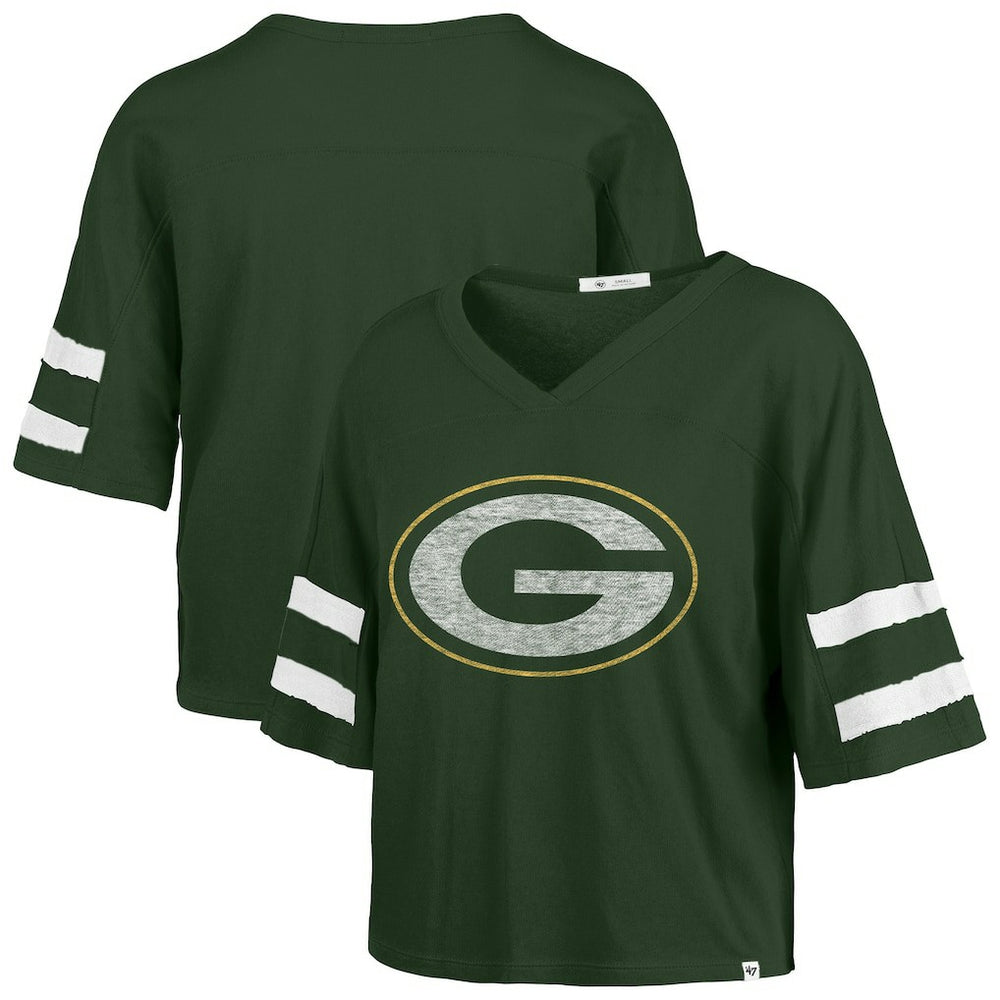 47 brand Green Bay Packers '47 Women's Premier Scout Cropped V-Neck T-Shirt Green