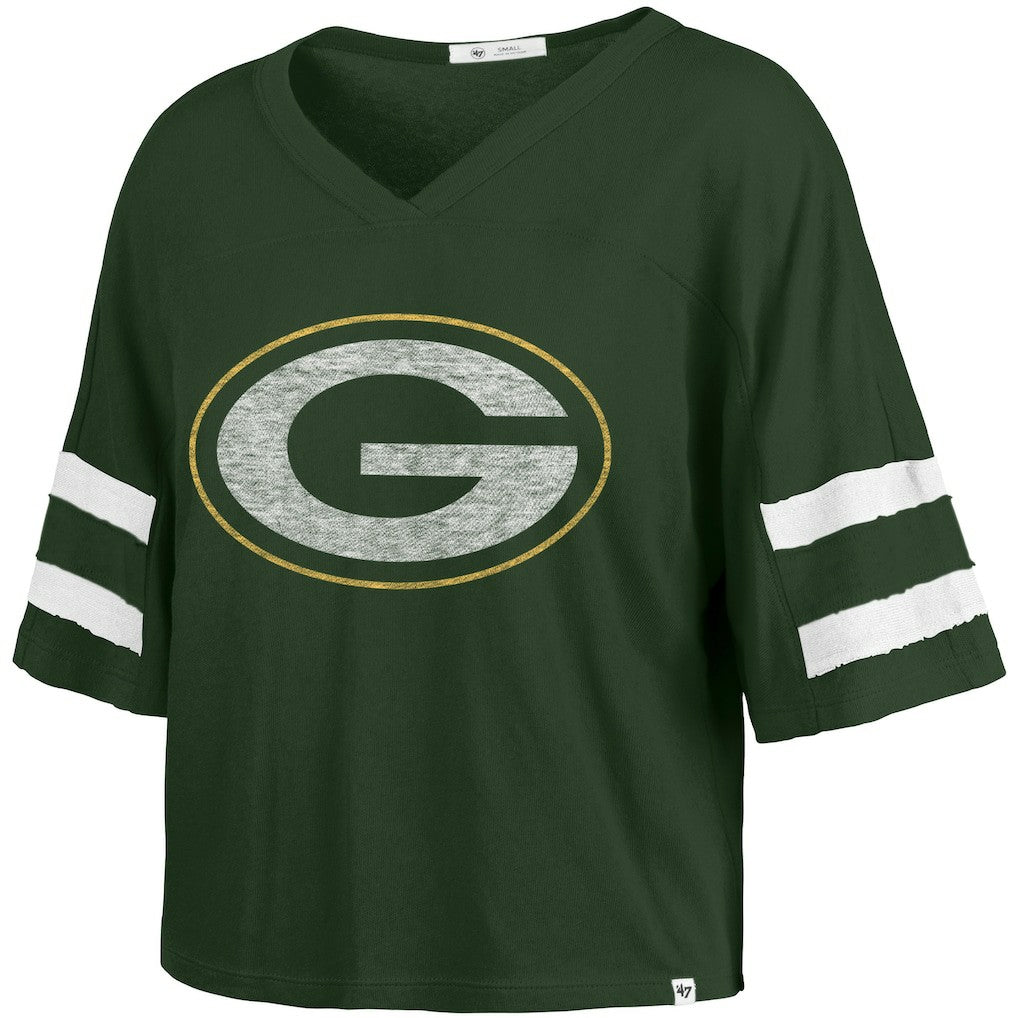 47 brand Green Bay Packers '47 Women's Premier Scout Cropped V-Neck T-Shirt Green