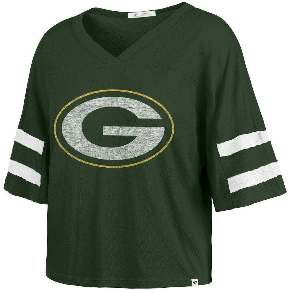 47 brand Green Bay Packers '47 Women's Premier Scout Cropped V-Neck T-Shirt Green