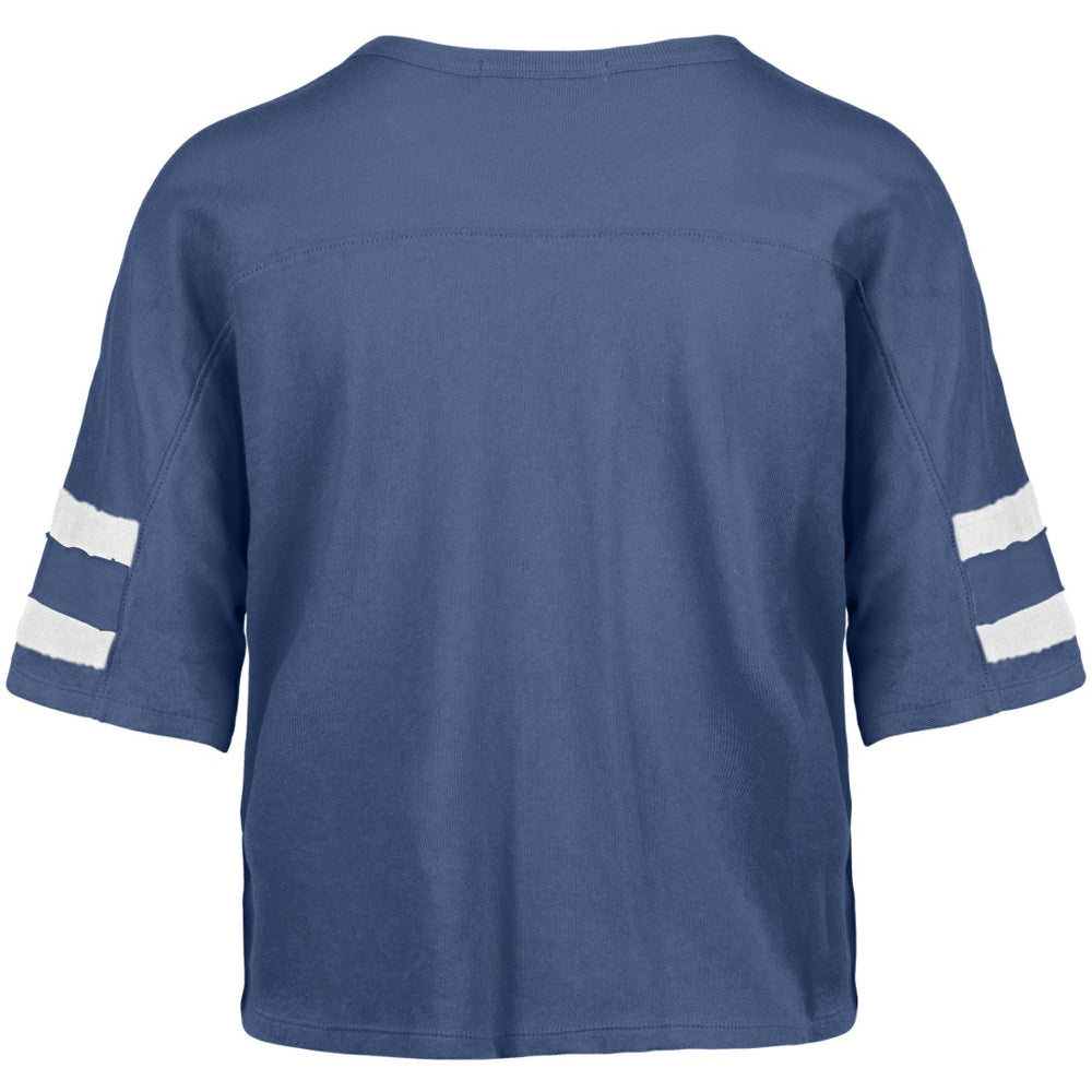 47 brand Detroit Lions '47 Women's Premier Scout Cropped V-Neck T-Shirt Blue