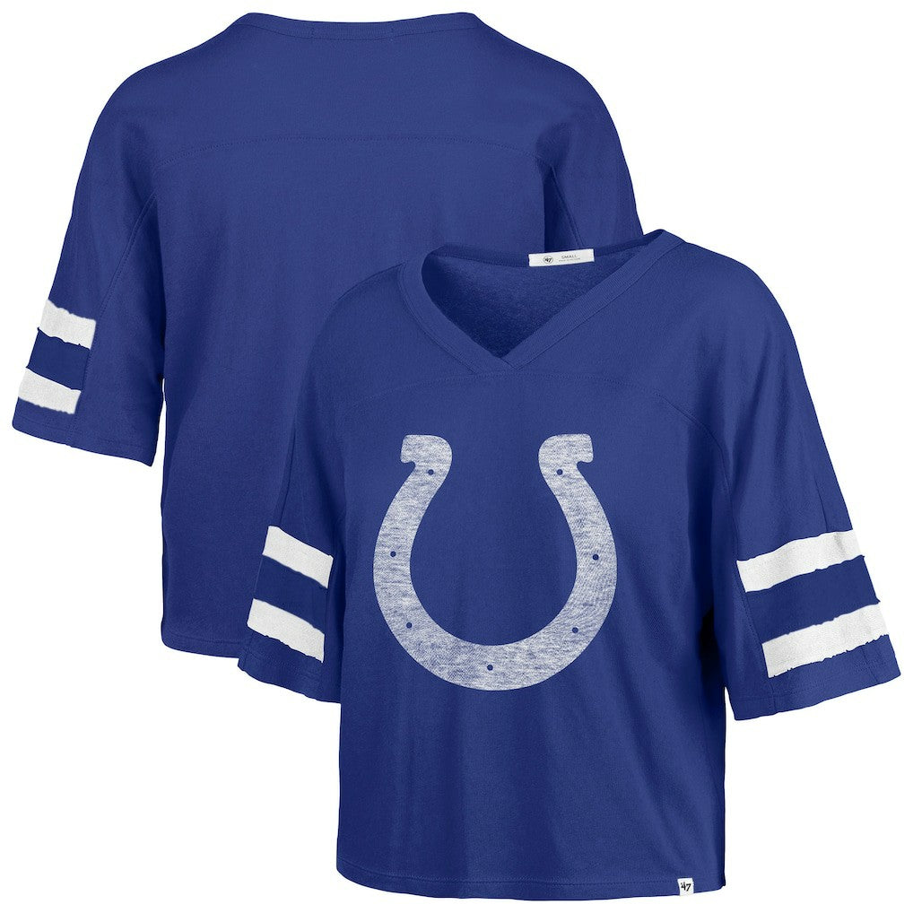 47 brand Indianapolis Colts '47 Women's Premier Scout Cropped V-Neck T-Shirt Royal