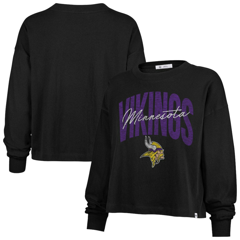 47 brand Minnesota Vikings '47 Women's Muse Sydney Long Sleeve Cropped T-Shirt Black