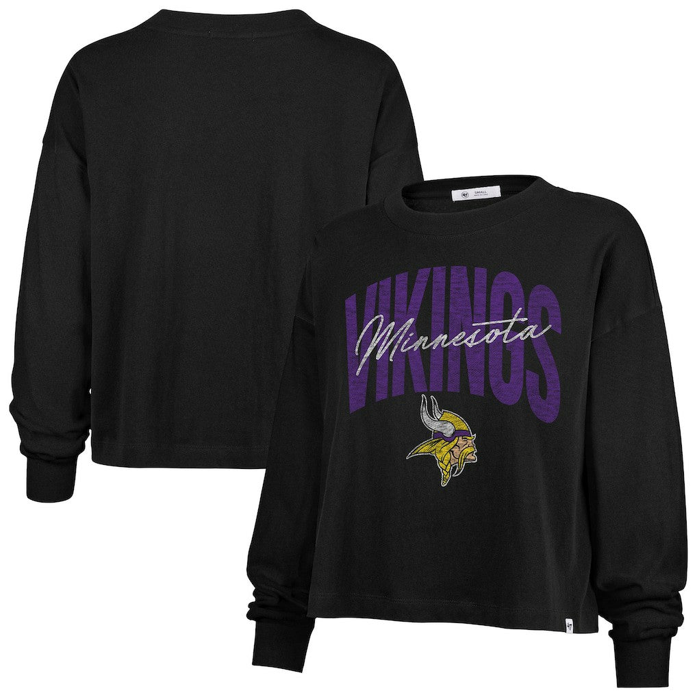 47 brand Minnesota Vikings '47 Women's Muse Sydney Long Sleeve Cropped T-Shirt Black
