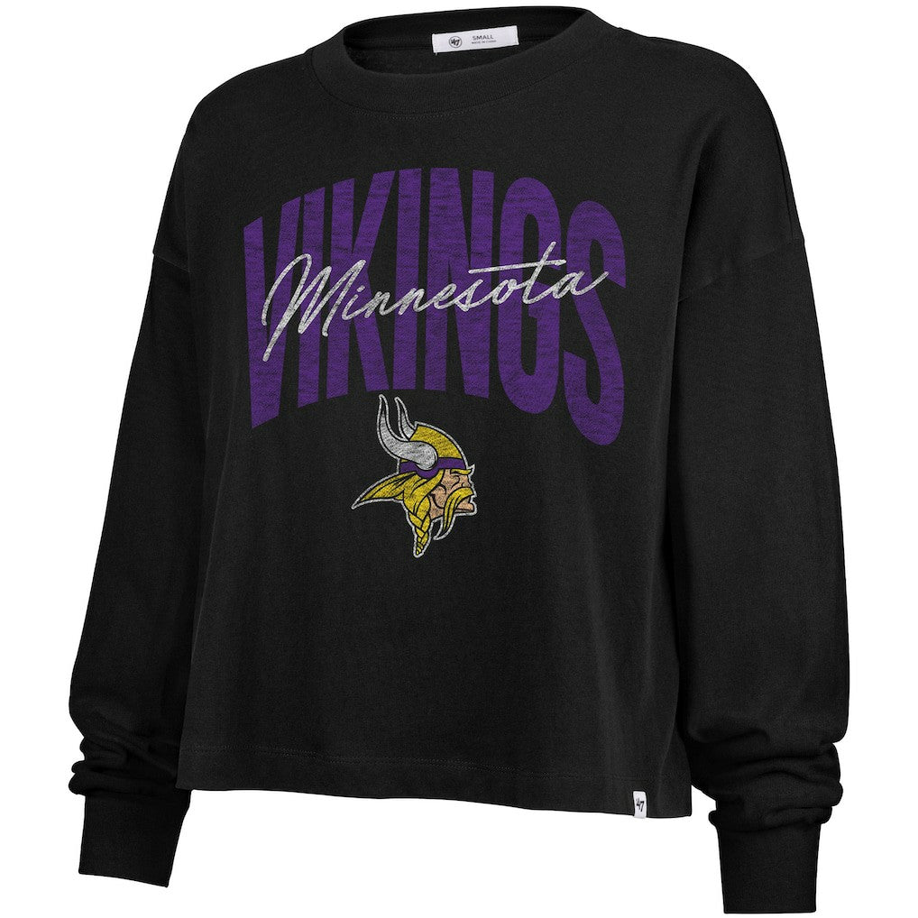 47 brand Minnesota Vikings '47 Women's Muse Sydney Long Sleeve Cropped T-Shirt Black