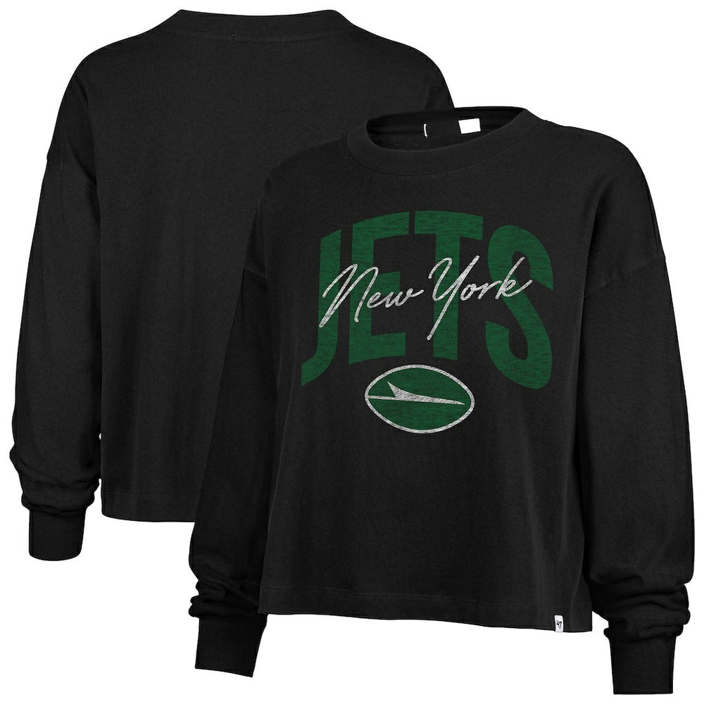 47 brand New York Jets '47 Women's Muse Sydney Long Sleeve Cropped T-Shirt Black