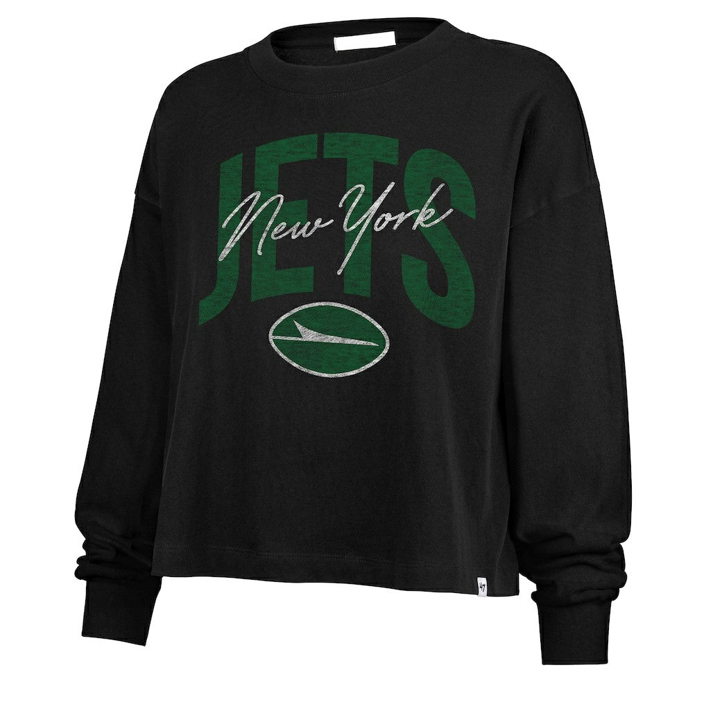 47 brand New York Jets '47 Women's Muse Sydney Long Sleeve Cropped T-Shirt Black