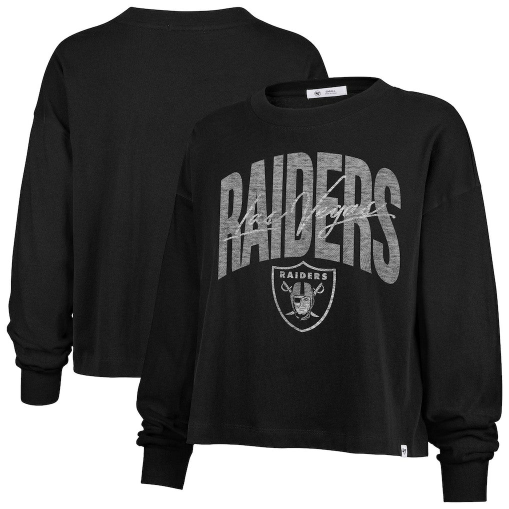 47 brand Las Vegas Raiders '47 Women's Muse Sydney Long Sleeve Cropped T-Shirt Black