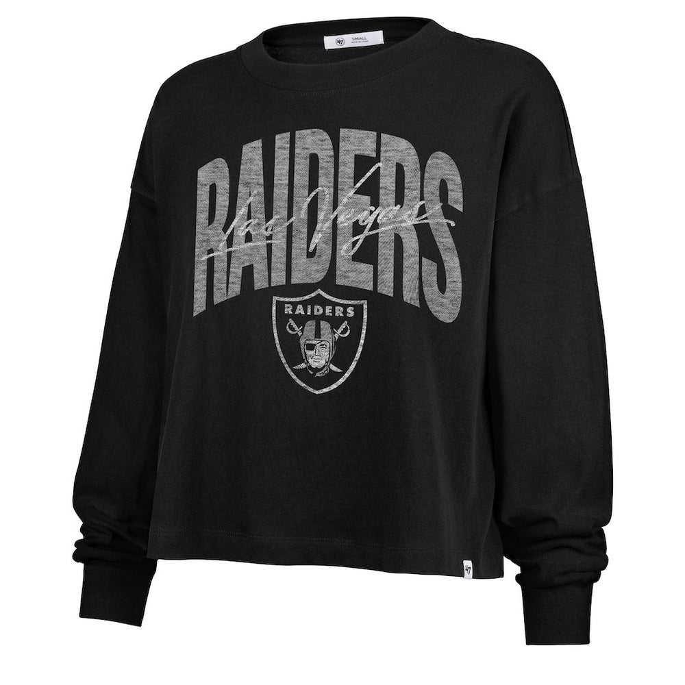 47 brand Las Vegas Raiders '47 Women's Muse Sydney Long Sleeve Cropped T-Shirt Black