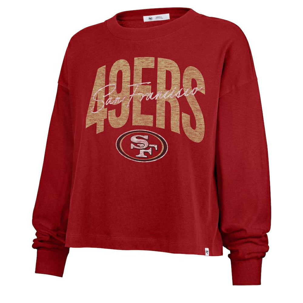 47 brand San Francisco 49ers '47 Women's Muse Sydney Long Sleeve Cropped T-Shirt Scarlet