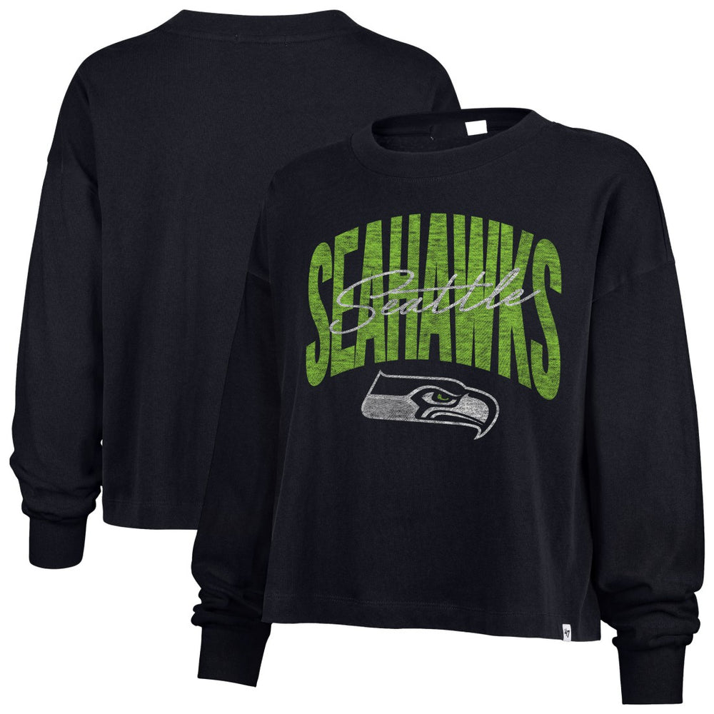47 brand Seattle Seahawks '47 Women's Muse Sydney Long Sleeve Cropped T-Shirt College Navy