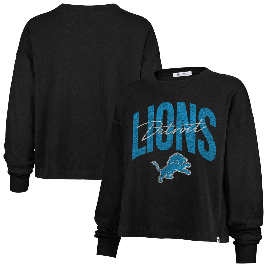 47 brand Detroit Lions '47 Women's Muse Sydney Long Sleeve Cropped T-Shirt Black