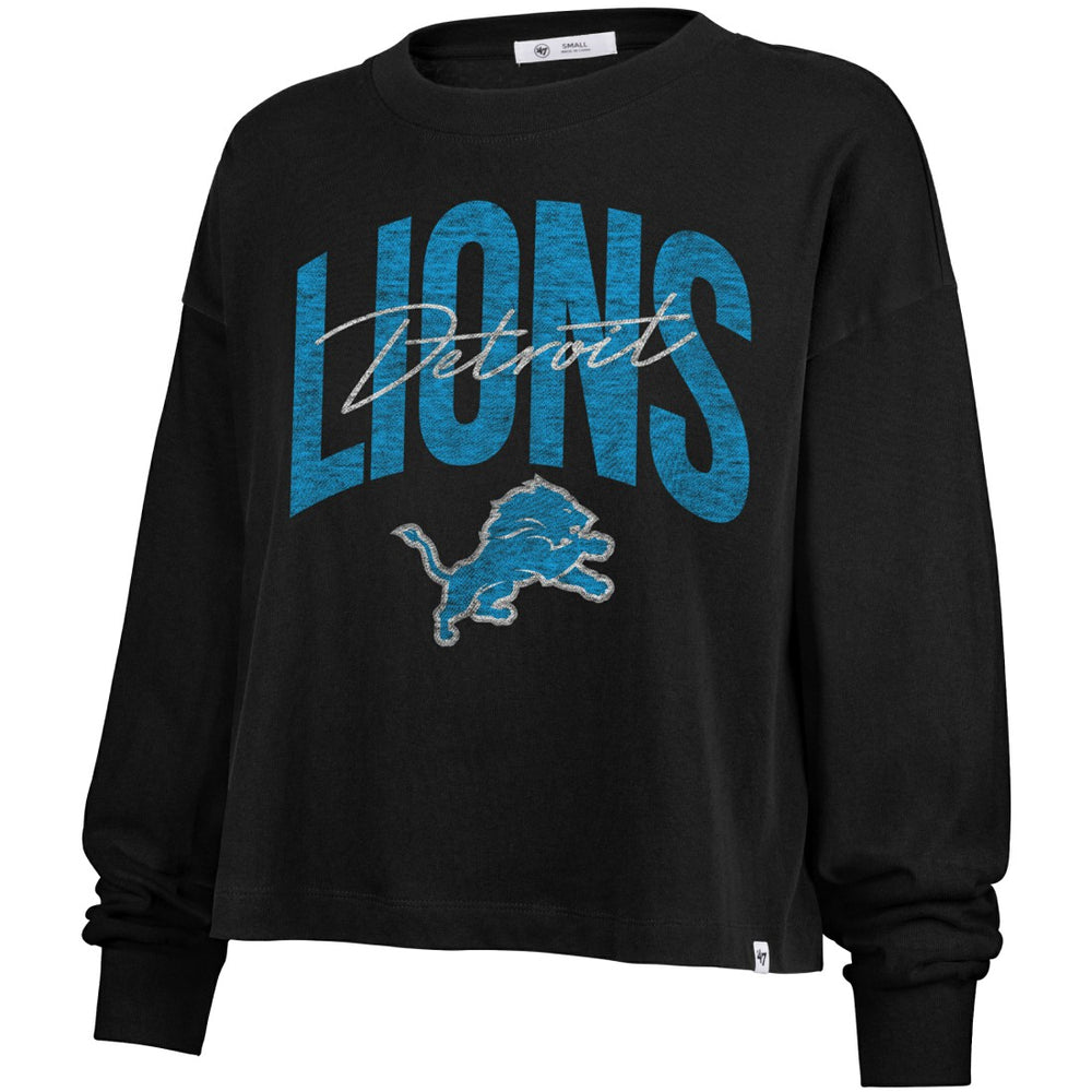 47 brand Detroit Lions '47 Women's Muse Sydney Long Sleeve Cropped T-Shirt Black