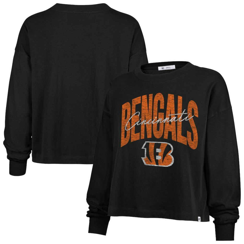 47 brand Cincinnati Bengals '47 Women's Muse Sydney Long Sleeve Cropped T-Shirt Black