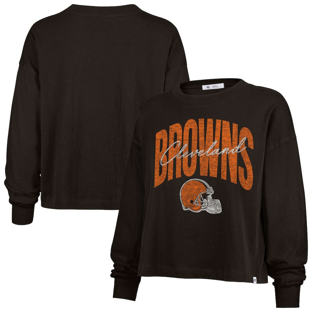 47 brand Cleveland Browns '47 Women's Muse Sydney Long Sleeve Cropped T-Shirt Brown