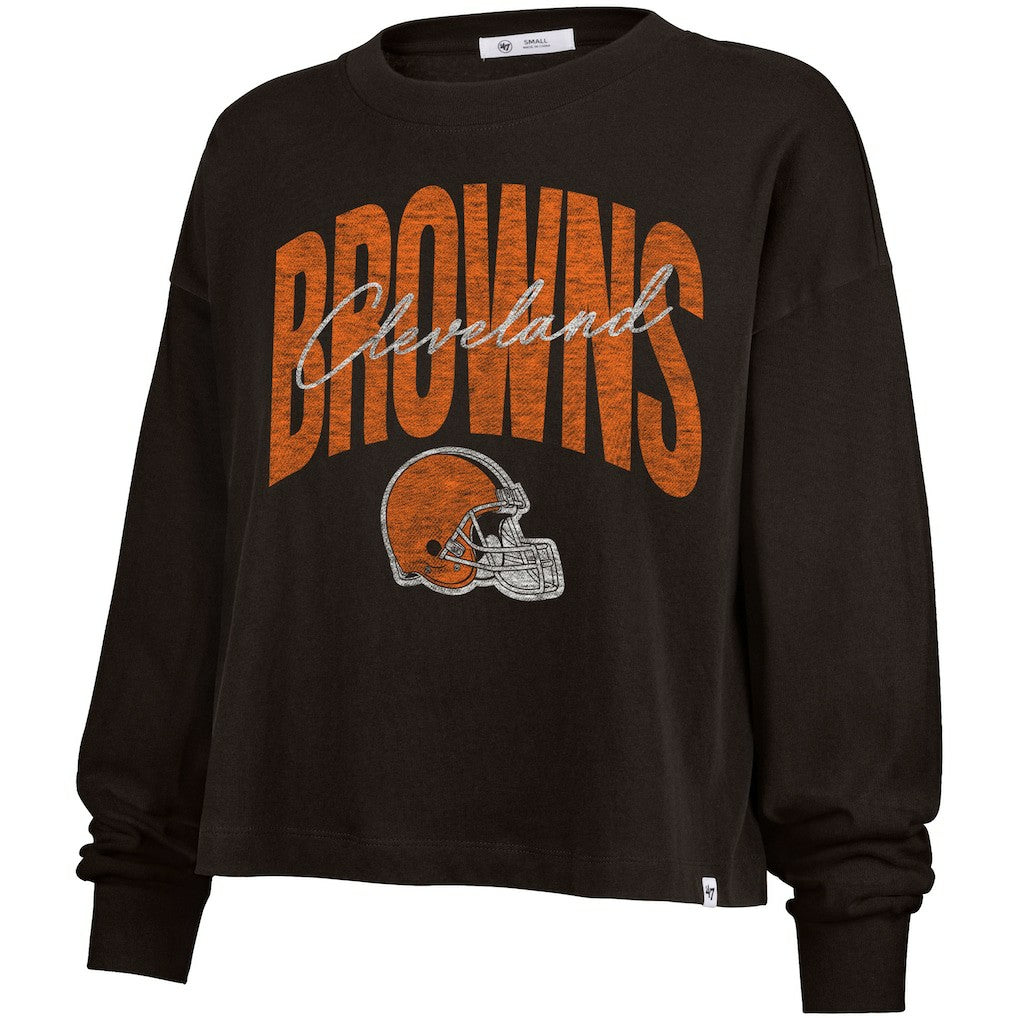 47 brand Cleveland Browns '47 Women's Muse Sydney Long Sleeve Cropped T-Shirt Brown