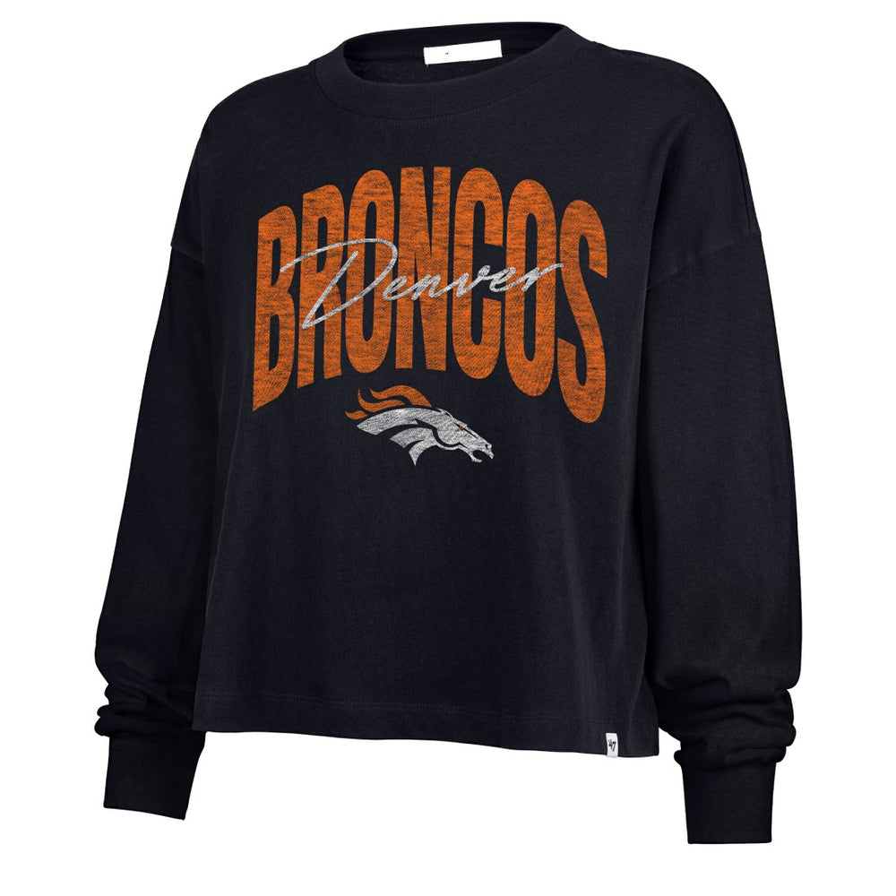 47 brand Denver Broncos '47 Women's Muse Sydney Long Sleeve Cropped T-Shirt Navy