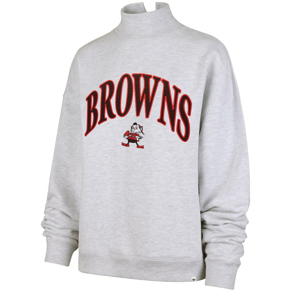47 brand Cleveland Browns '47 Women's Vantage Mock Neck Pullover Sweatshirt Heather Gray