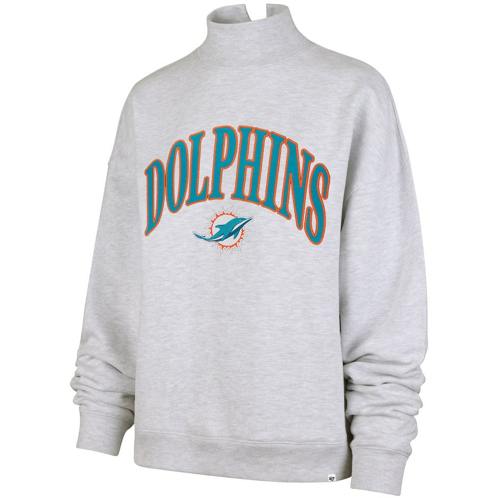 47 brand Miami Dolphins '47 Women's Vantage Mock Neck Pullover Sweatshirt Heather Gray