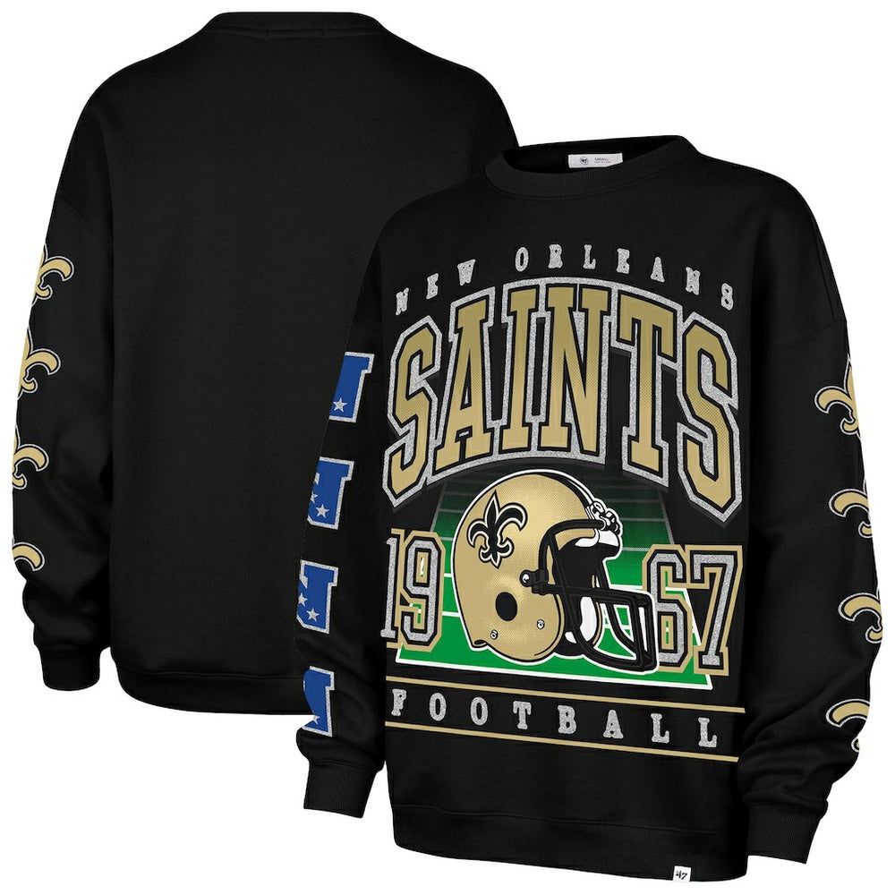 47 brand New Orleans Saints '47 Women's Go Big Oversized Pullover Sweatshirt Black