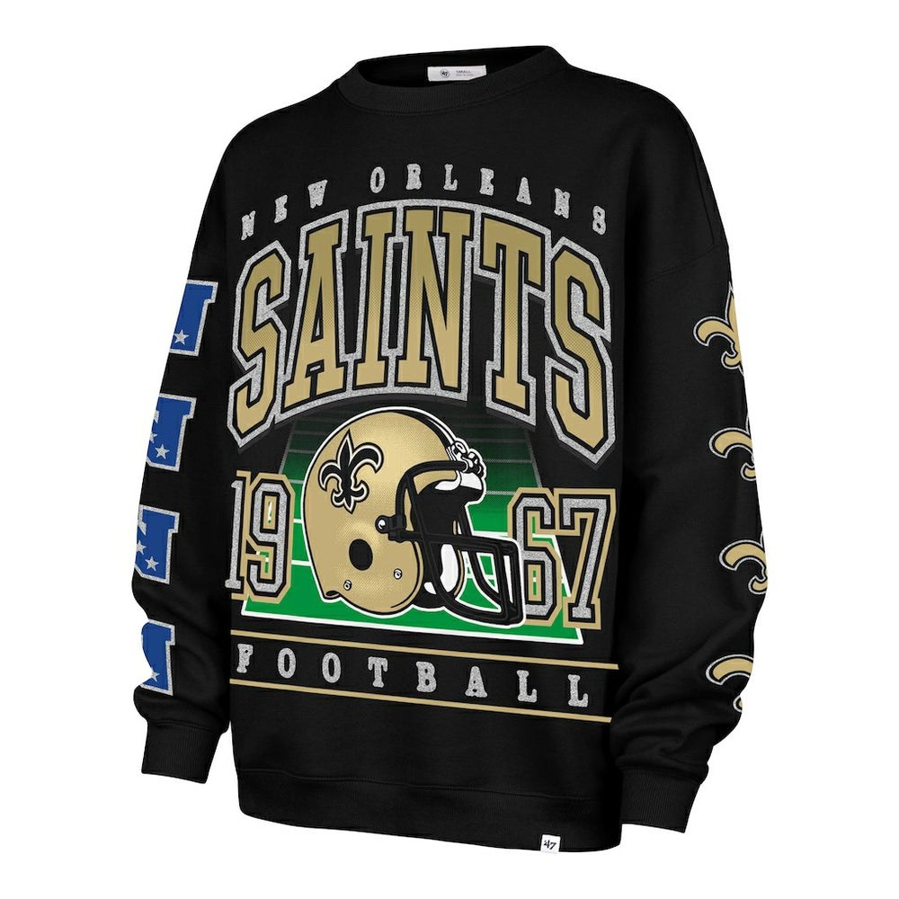 47 brand New Orleans Saints '47 Women's Go Big Oversized Pullover Sweatshirt Black