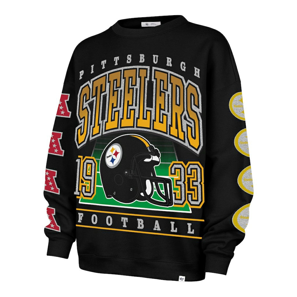47 brand Pittsburgh Steelers '47 Women's Go Big Oversized Pullover Sweatshirt Black
