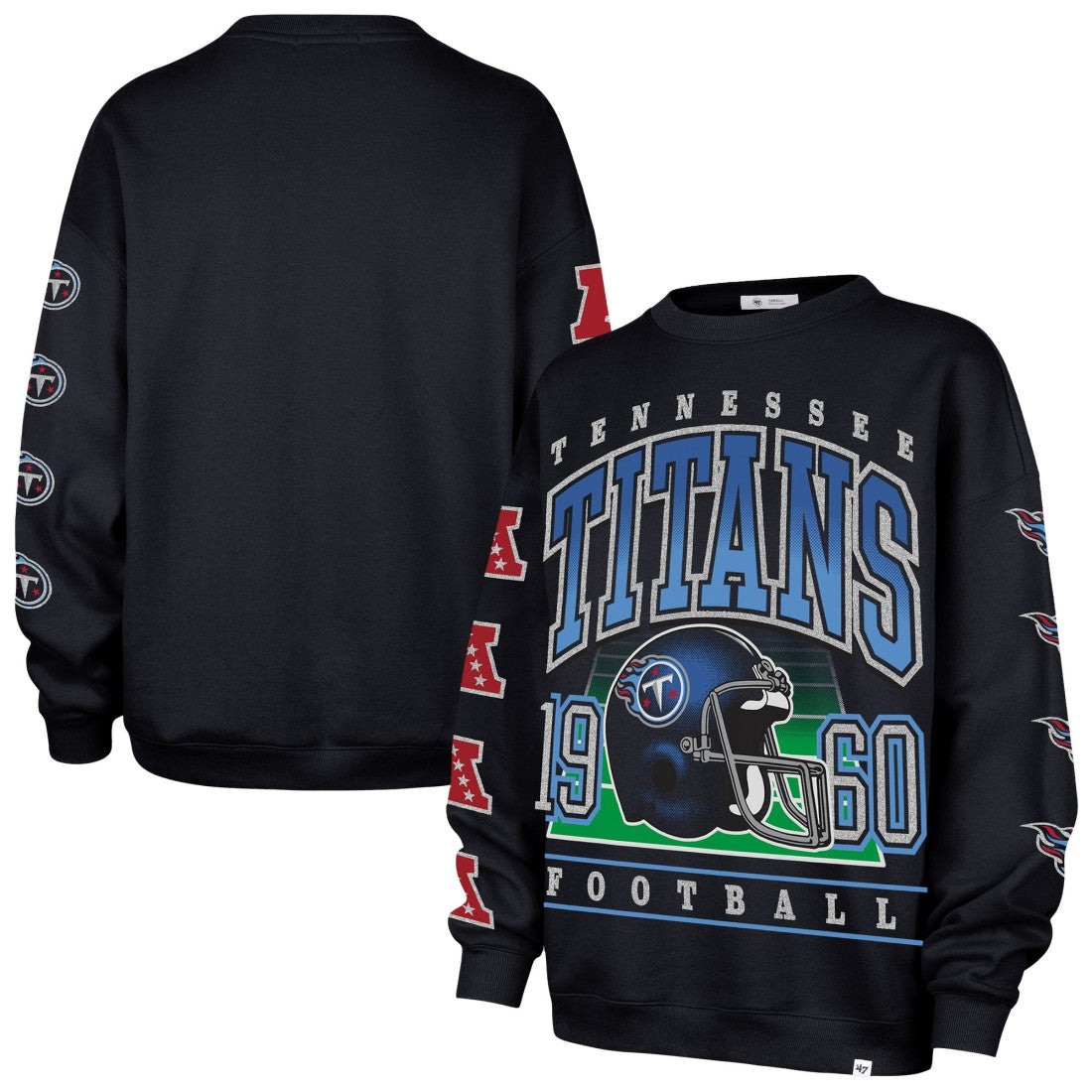 47 brand Tennessee Titans '47 Women's Go Big Oversized Pullover Sweatshirt Navy