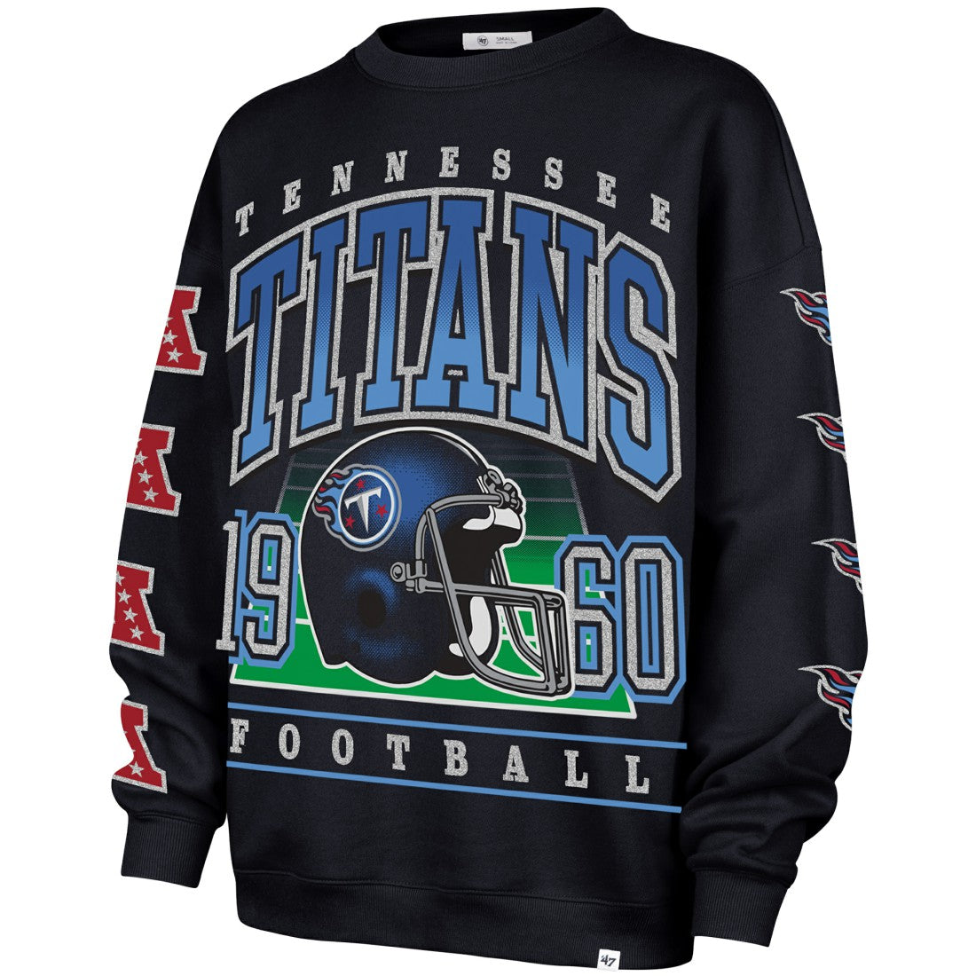 47 brand Tennessee Titans '47 Women's Go Big Oversized Pullover Sweatshirt Navy