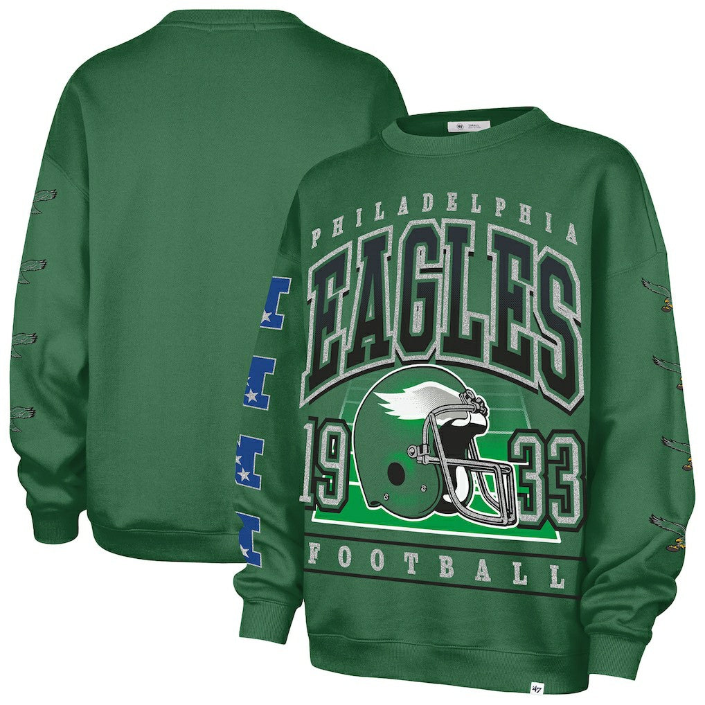 47 brand Philadelphia Eagles '47 Women's Go Big Oversized Pullover Sweatshirt Kelly Green