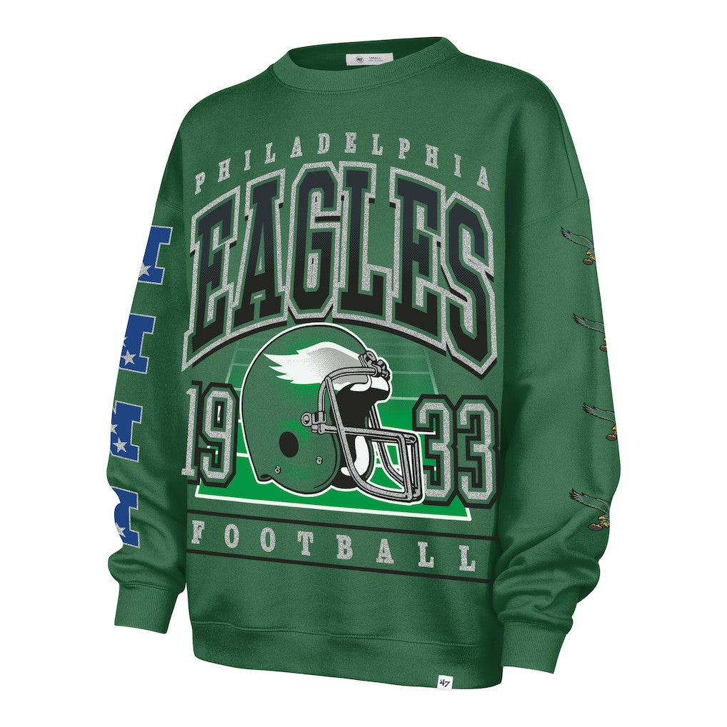 47 brand Philadelphia Eagles '47 Women's Go Big Oversized Pullover Sweatshirt Kelly Green