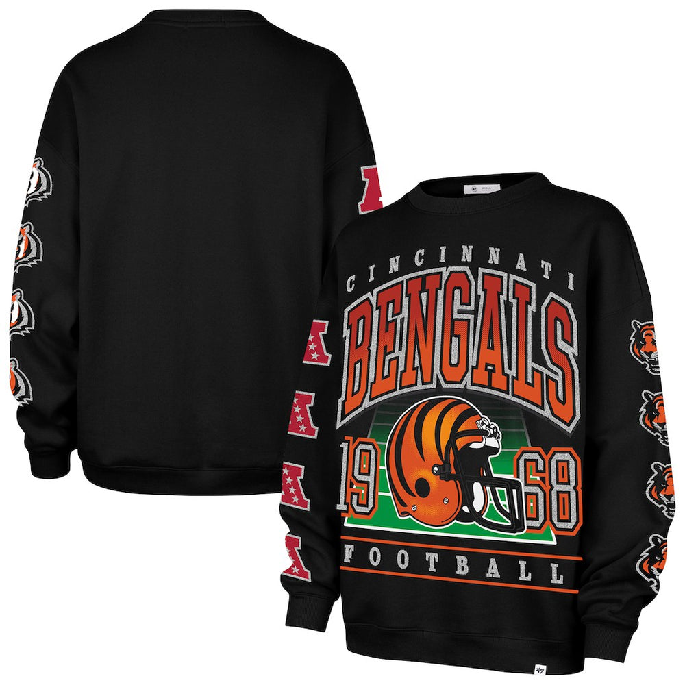 47 brand Cincinnati Bengals '47 Women's Go Big Oversized Pullover Sweatshirt Black
