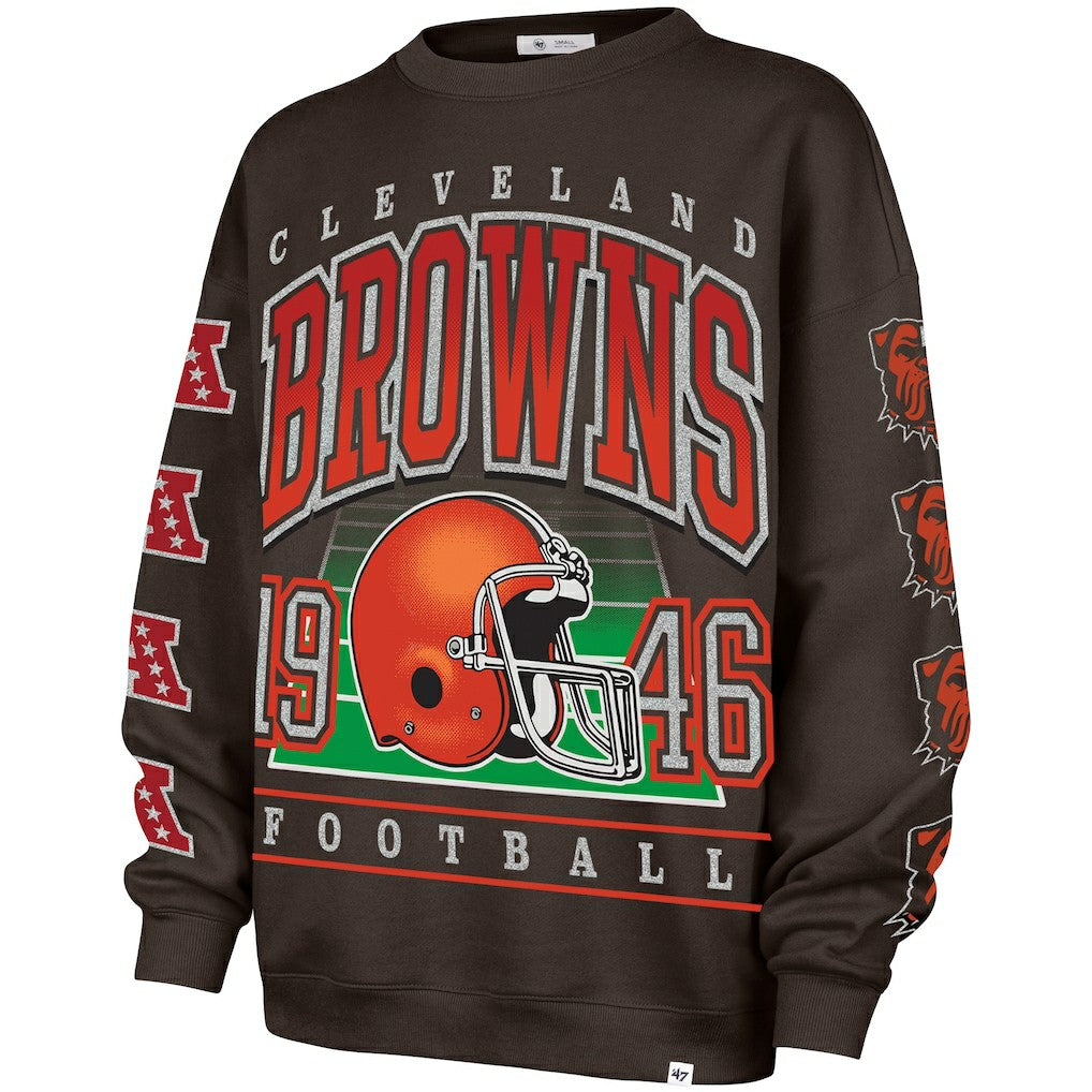 47 brand Cleveland Browns '47 Women's Go Big Oversized Pullover Sweatshirt Brown