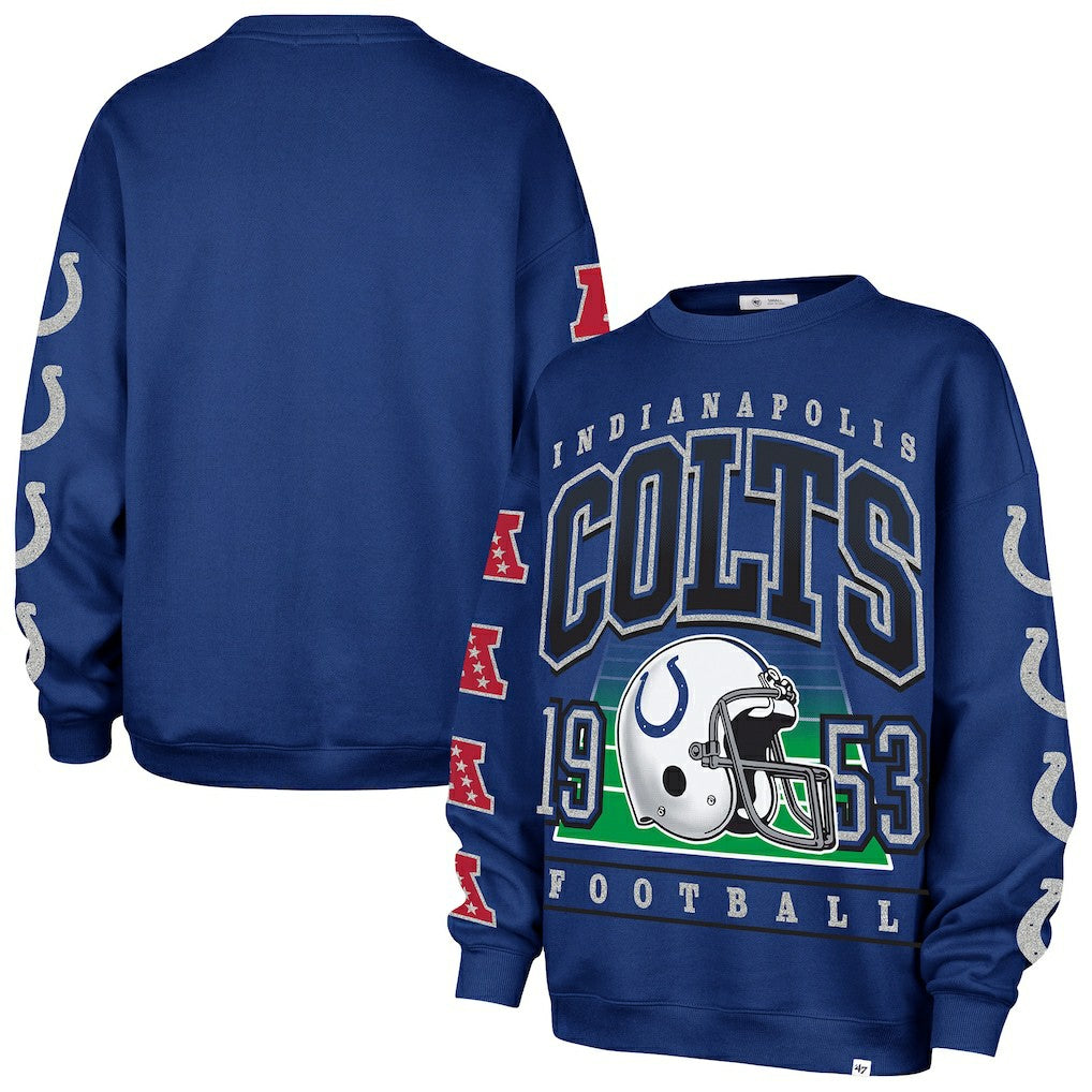 47 brand Indianapolis Colts '47 Women's Go Big Oversized Pullover Sweatshirt Royal