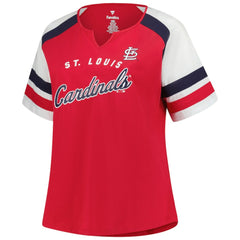 St. Louis Cardinals Profile Women's Plus Sized Arched Notch Neck T-Shirt - Red - MLB Discount