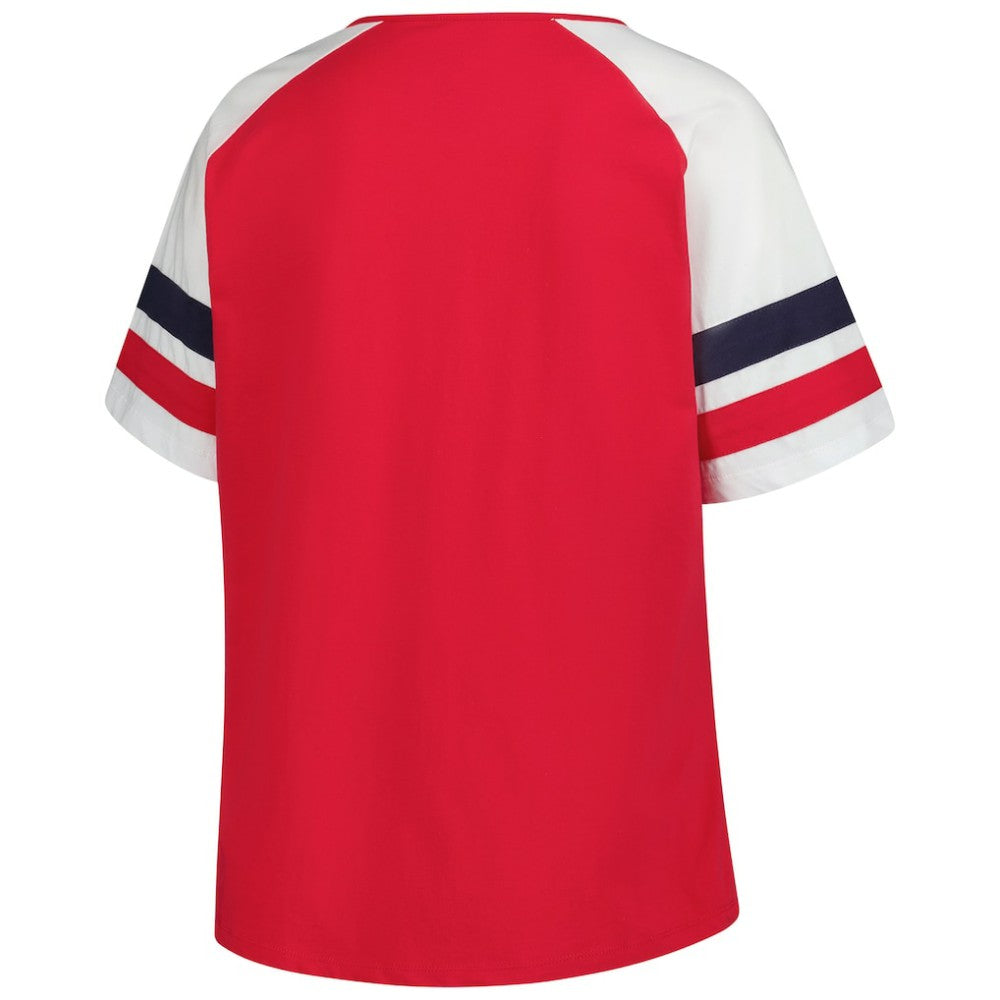 St. Louis Cardinals Profile Women's Plus Sized Arched Notch Neck T-Shirt - Red - MLB Discount