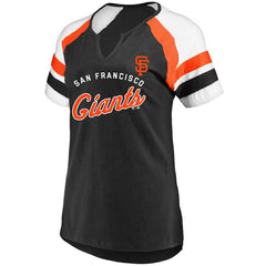 San Francisco Giants Profile Women's Arched Notch Neck T-Shirt - Black - MLB Discount