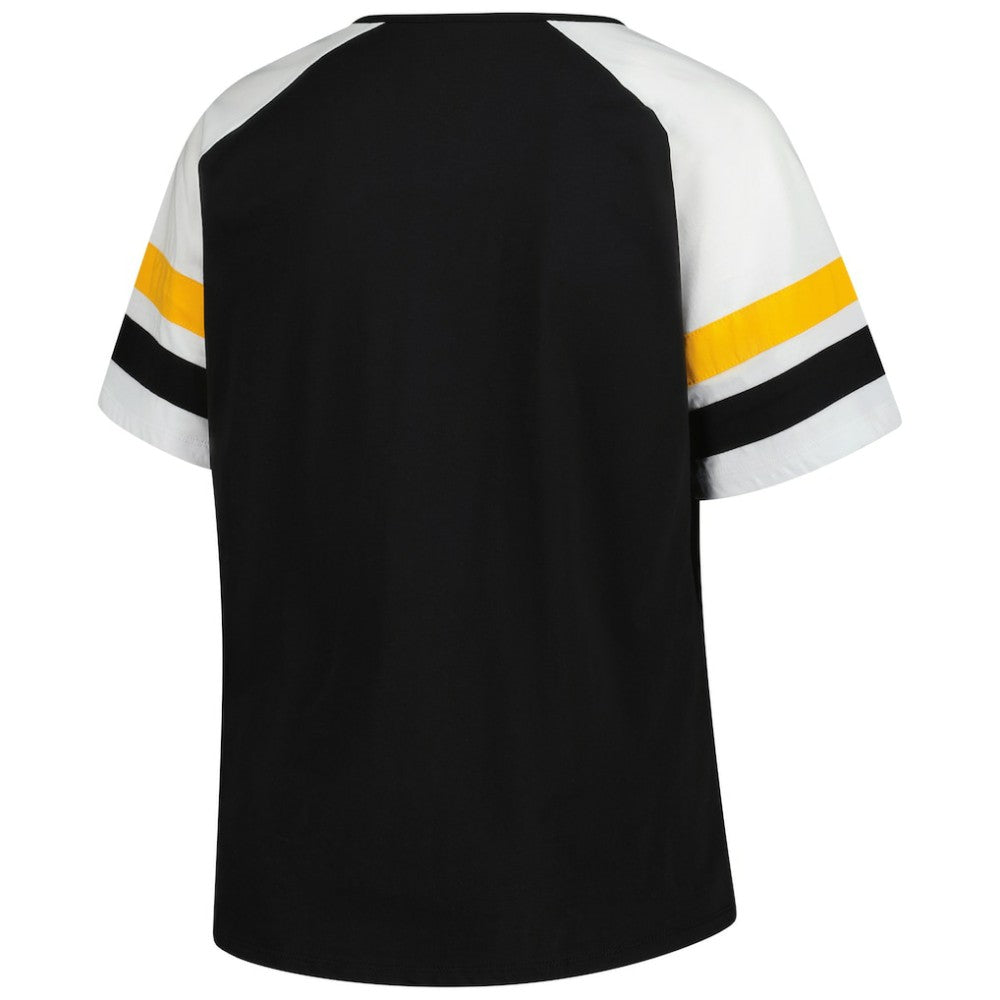 Pittsburgh Pirates Profile Women's Plus Sized Arched Notch Neck T-Shirt - Black - MLB Online