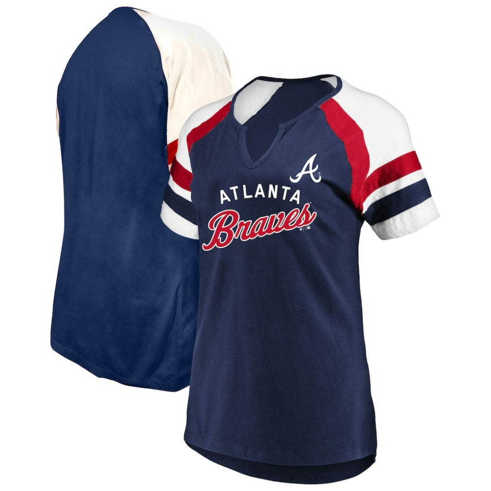 Atlanta Braves Profile Women's Arched Notch Neck T-Shirt - Navy - MLB Online