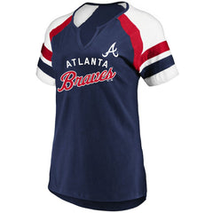 Atlanta Braves Profile Women's Arched Notch Neck T-Shirt - Navy - MLB Online
