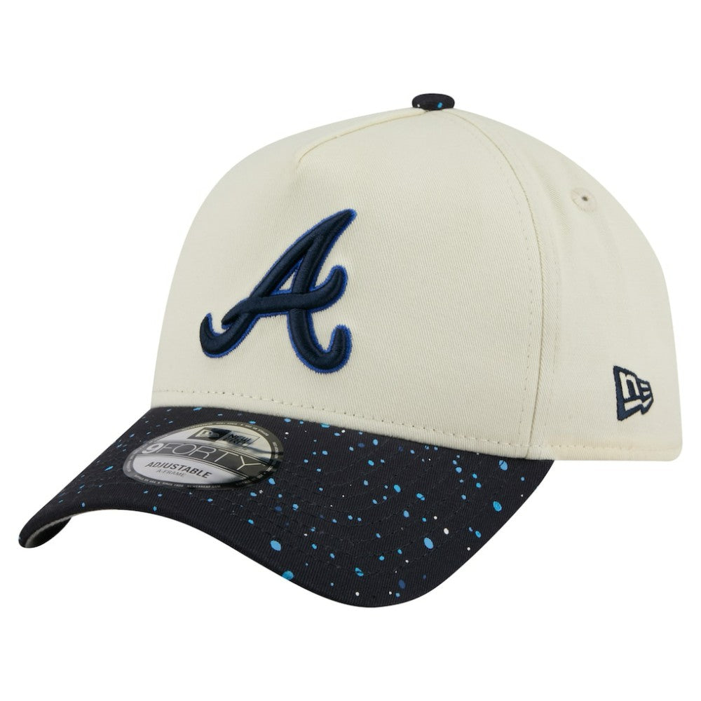 Atlanta Braves New Era Speckle A-Frame 9FORTY Adjustable Hat - Cream - New Era Sale