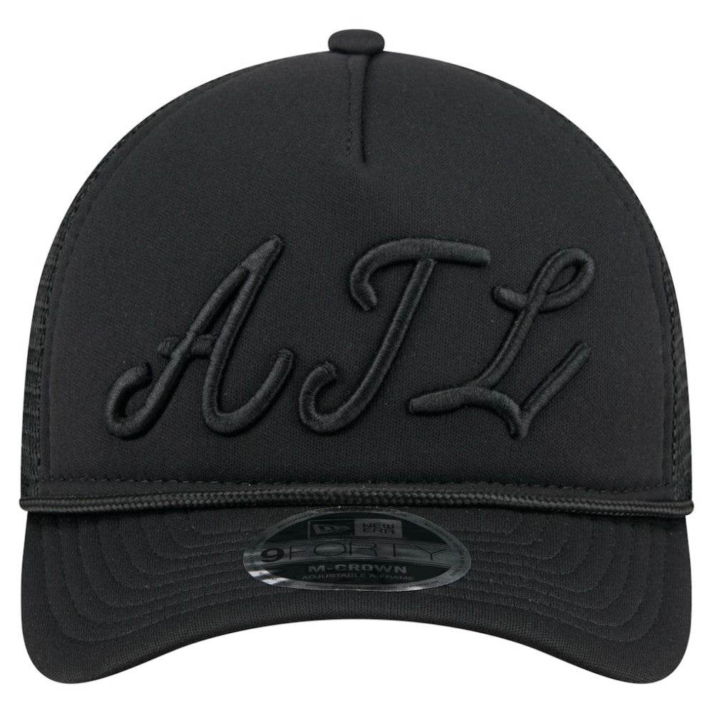 Atlanta Braves New Era City Initial 9FORTY A-Frame M-Crown Adjustable Trucker Hat - Black - New Era Sale