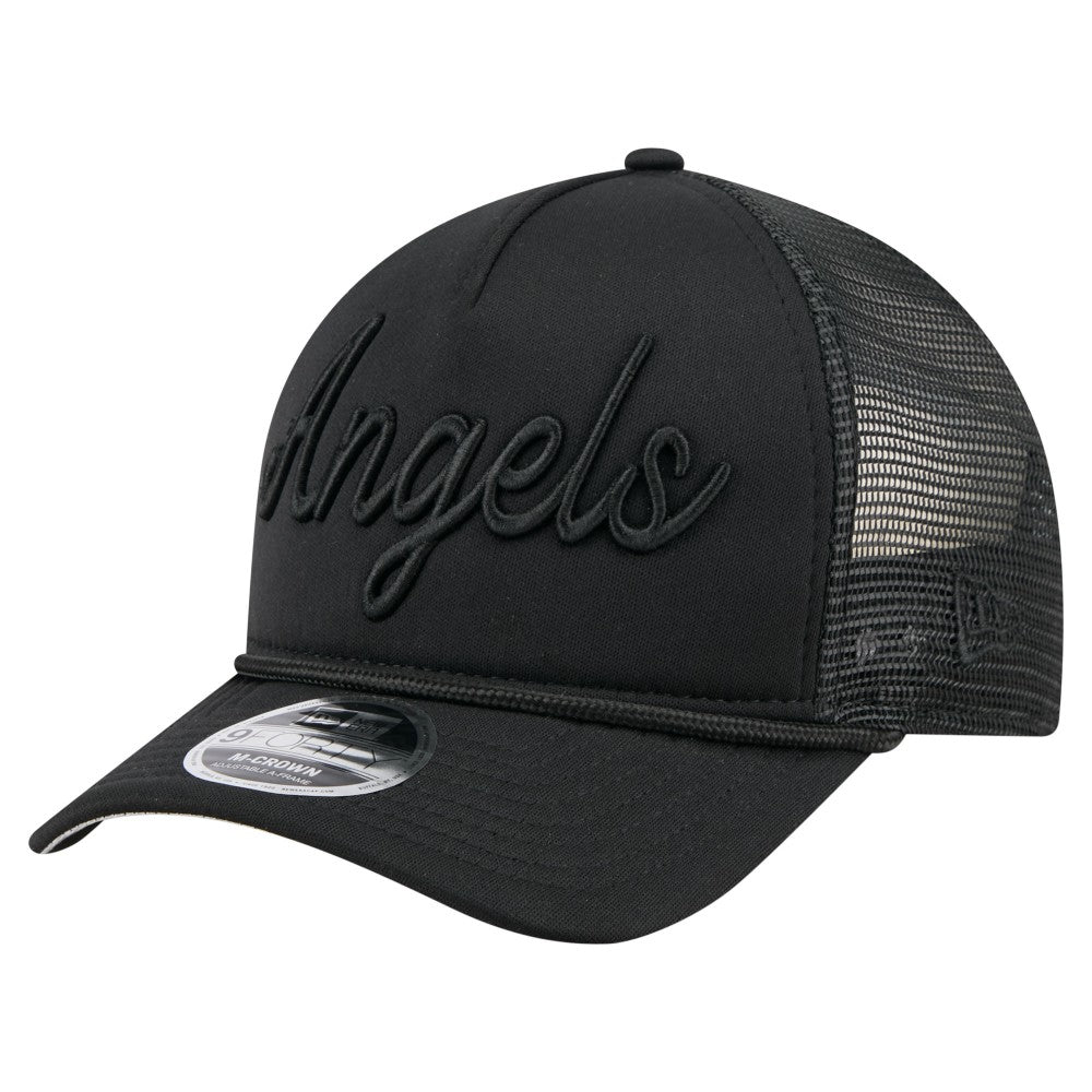 Los Angeles Angels New Era City Initial 9FORTY A-Frame M-Crown Adjustable Trucker Hat - Black - New Era on Sale