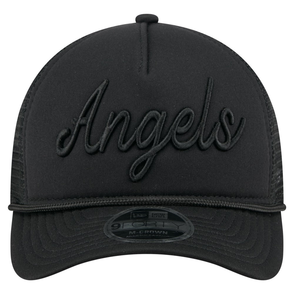 Los Angeles Angels New Era City Initial 9FORTY A-Frame M-Crown Adjustable Trucker Hat - Black - New Era on Sale