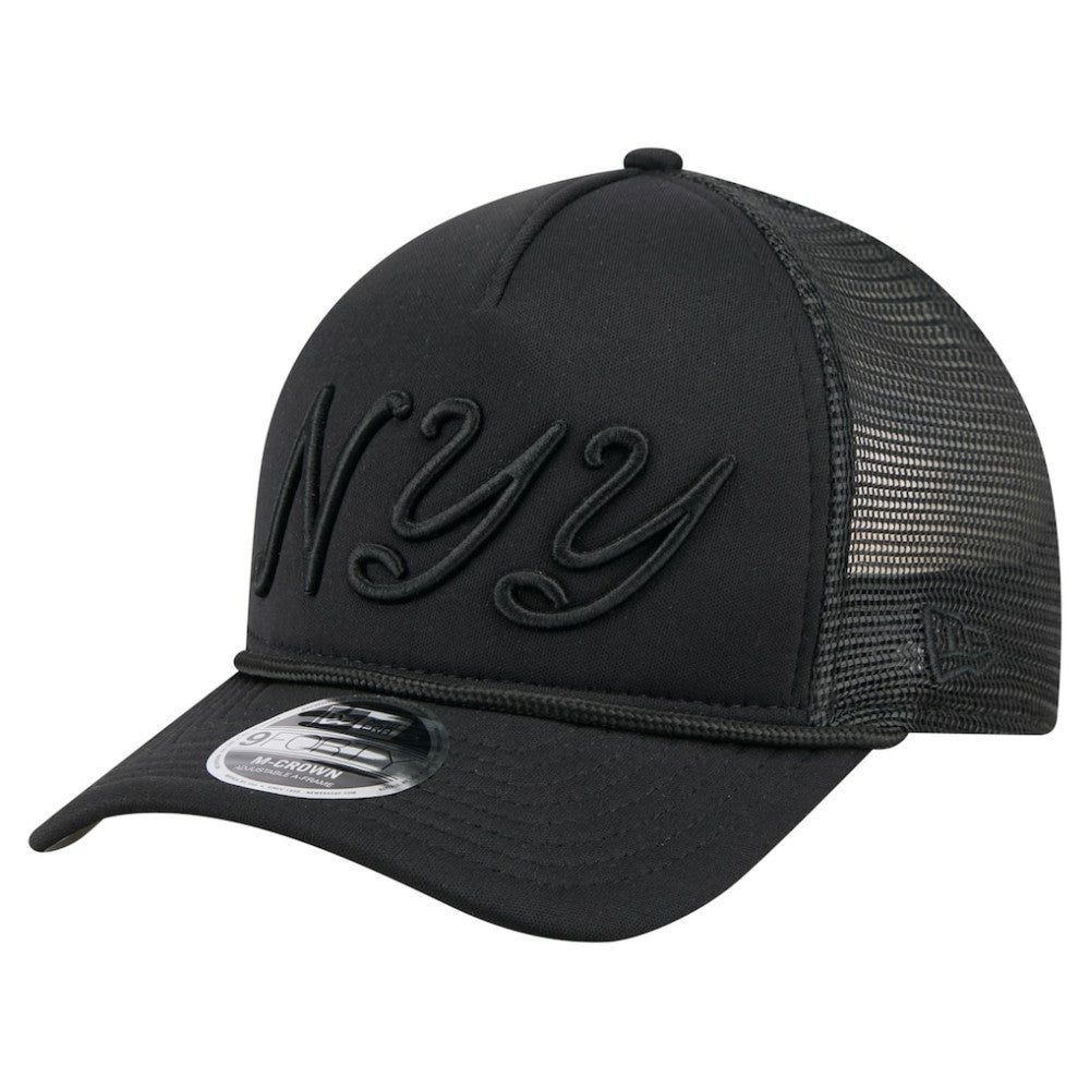 New York Yankees New Era City Initial 9FORTY A-Frame M-Crown Adjustable Trucker Hat - Black - New Era Sale