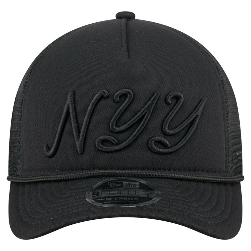 New York Yankees New Era City Initial 9FORTY A-Frame M-Crown Adjustable Trucker Hat - Black - New Era Sale