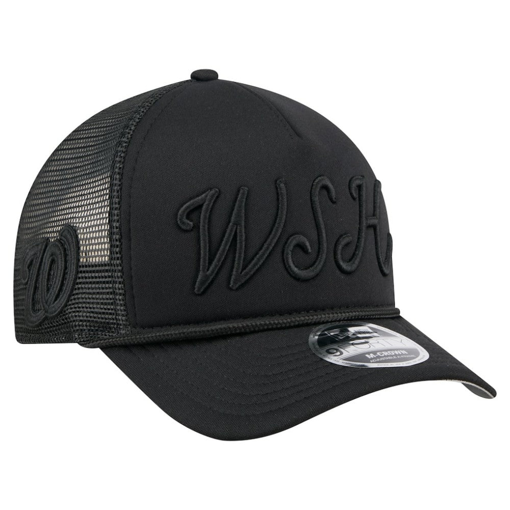 Washington Nationals New Era City Initial 9FORTY A-Frame M-Crown Adjustable Trucker Hat - Black - New Era Sale