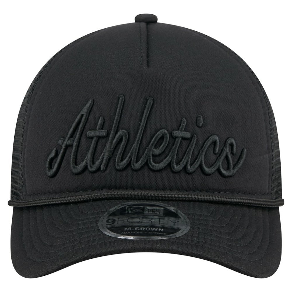 Athletics New Era City Initial 9FORTY A-Frame M-Crown Adjustable Trucker Hat - Black - New Era Lifestyle
