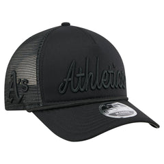 Athletics New Era City Initial 9FORTY A-Frame M-Crown Adjustable Trucker Hat - Black - New Era Lifestyle