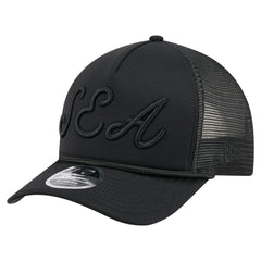 Seattle Mariners New Era City Initial 9FORTY A-Frame M-Crown Adjustable Trucker Hat - Black - New Era Online